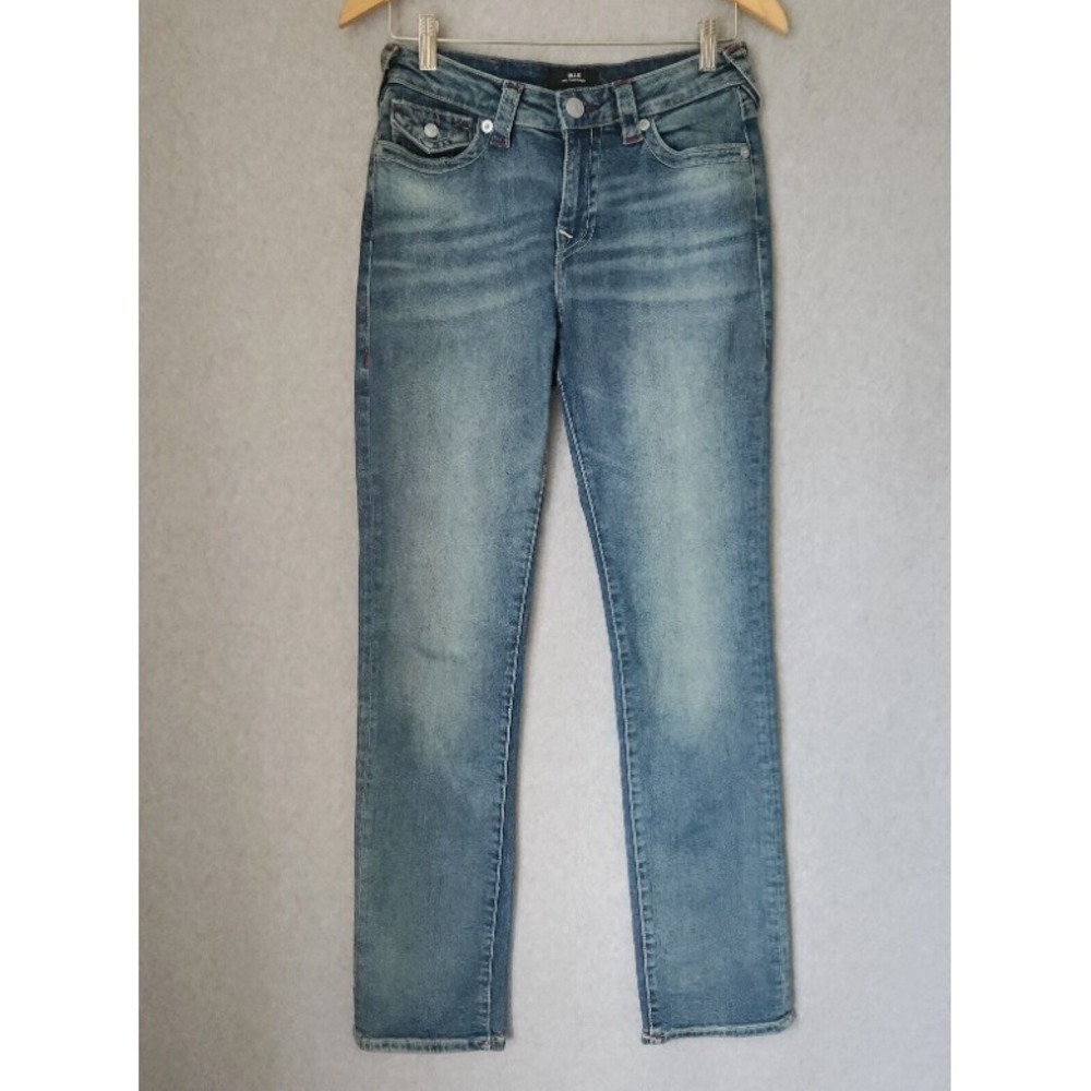 True Religion Billie Mid Rise‎ Straight Super T Flap Jeans Women's Size 28 - Picture 2 of 10